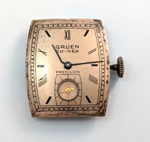 1940s GRUEN Curvex Precision 17j 440 Art Deco 20mm Watch Movement PARTS REPAIR - Picture 1 of 17
