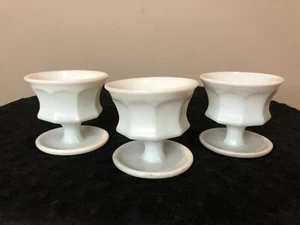 Unusual Set of 3 Antique Short Milk Glass Goblets - Picture 1 of 7