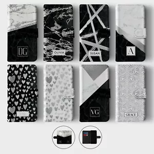 Tirita Personalised Wallet Flip Case for Samsung S23 S22 S20 S9 Marble Silver - Picture 1 of 26