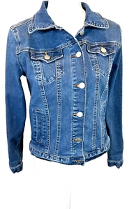 Women's Time and True Blue Stone Washed Denim Jean Jacket SZ S (4-6) - Picture 1 of 6