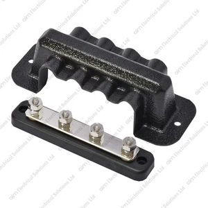 4-Wege 100A Busstange & Abdeckung 4x5 mm Nieten - 12 V 24 V Stromverteilungsblock - Bild 1 von 2