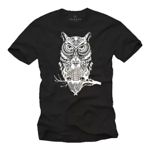 COOL NERD MEN SWAG T-SHIRT CON TATUAJE OWL PRINT - CAMISETA GEEK DE MODA DE MANGA CORTA - Imagen 1 de 2