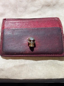 Impresionante Genuino Alexander McQueen Cuero Gamuza Tarjetero Cartera Calavera Hombres - Imagen 1 de 12