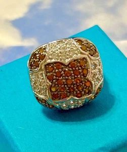 Designer ADI Sterling Silver ORANGE GARNET Spessartine Gemstones 💎 925 Ring 6 - Picture 1 of 3