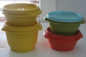 Vintage Tupperware Containers Bowls w/ Lids Harvest Colors Lot of 4 - Picture 1 of 5
