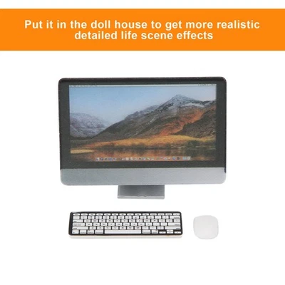 1:12 Miniature Computer Set Screen Keyboard Mouse Simulation Dollhouse Computer❀ - Image 1 of 4