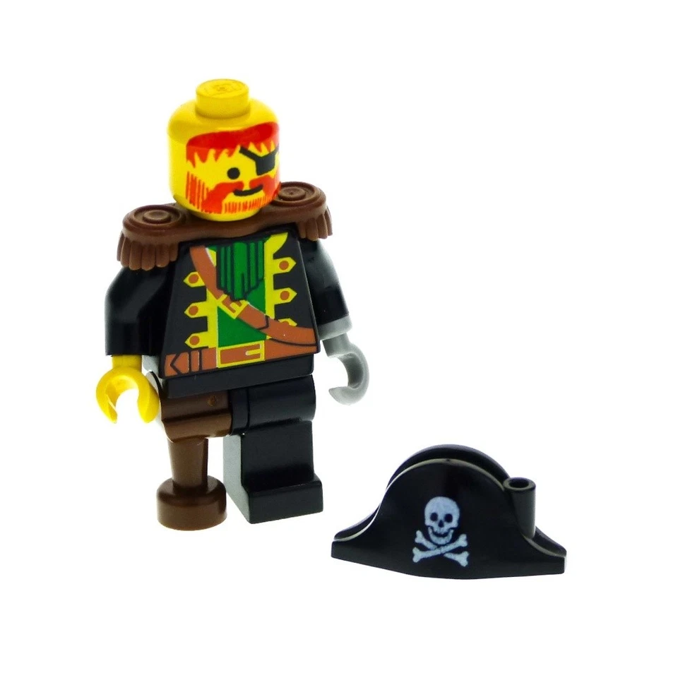 1X Lego Minifigura Pirata Capitán Barba Roja Negro Madera Pierna Gancho 973P36 PI055 Foto 1 de 1