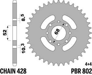 PBR-Kettenrad in Stahl für KAWASAKI 100 KE 1982-2001 39T - Picture 1 of 3