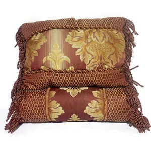 JC Penney Home Collection Accent Throw Pillows Burgundy and Brown Set of 2 - Picture 1 of 9