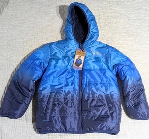 NEW Eddie Bauer YOUTH Girls Boys REVERSIBLE Jacket Coat Blue Full Zip Sz XS 5/6 - Picture 1 of 13