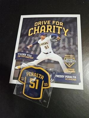 Freddy Peralta Milwaukee Brewers Drive For Charity Pin 2023 - Image 1 of 2