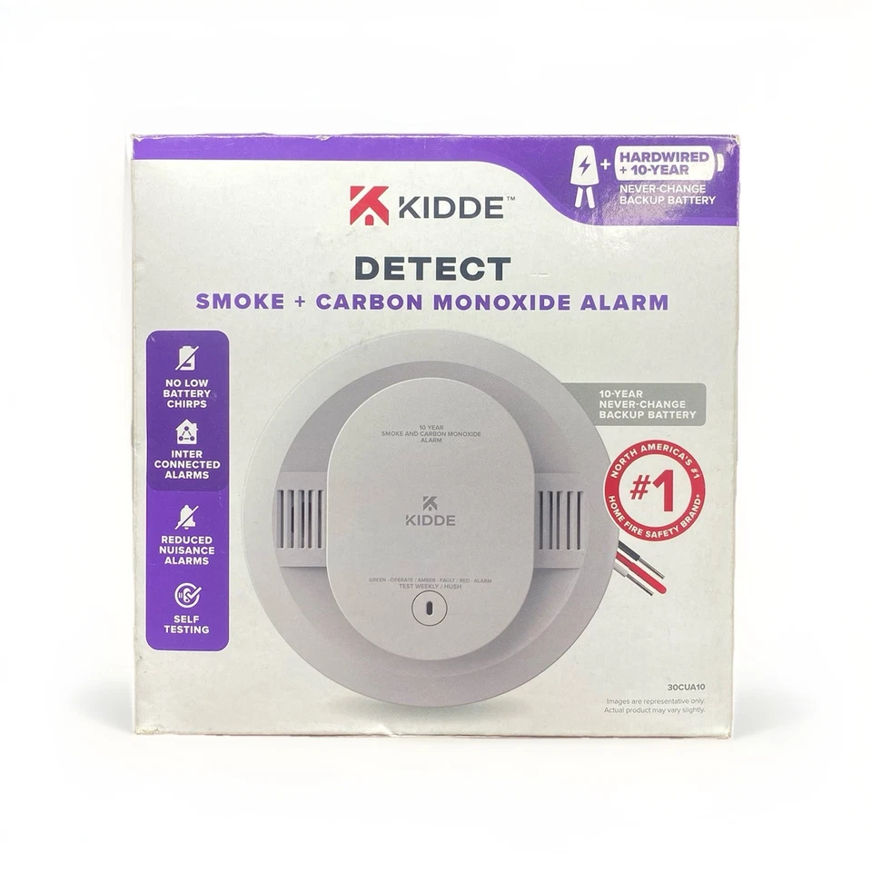 KIDDE‘ DETECT Hardwired Smoke & Carbon Monoxide Detector with LED 10 Yr Battery