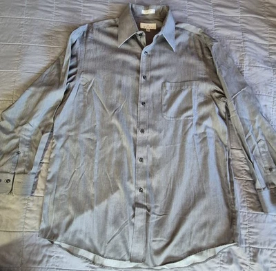 Рубашка мужская Enro 16 32-33 серая не железная платье-добби на пуговицах карман с длинным рукавом - Изображение 1 из 4