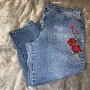 Gloria Vanderbilt Long Capri? Jeans 24W Embroidered Blue Casual Vacation READ - Picture 1 of 24
