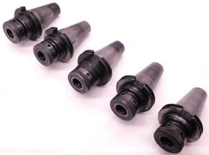 5pc LOT OF CAT50 TG100 COLLET CHUCK TOOL HOLDERS 3" PROJECTIONS TG 100 ROUND NUT - Picture 1 of 7