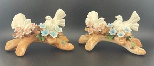 Pair of VTG Nuova Capodimonte Figurine 2 Doves on Pink Branch w/ Flowers 5.25” L - Picture 1 of 11