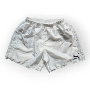 Puma Vintage 90s Retro Shiny Nylon Shorts Running Football Soccer White M 4/48 - Picture 1 of 20