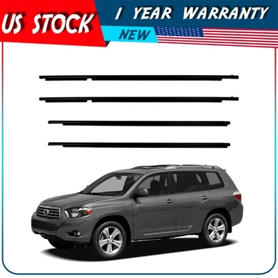 Fits 2008-2010 Toyota Highlander 4x Window Weatherstrip Seal Belt Moulding Trim - Imagem 1 de 4