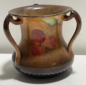 Vintage Vienna Austria hand painted 3 handle vase cherry pattern - Picture 1 of 8