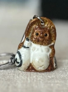 adorable Japanese Tanuki raccoon craft doll good luck keychain - Picture 1 of 5