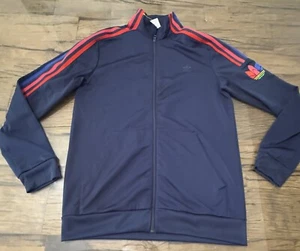 Adidas Youth Size 15-16Y XL Track Jacket Full Zip Blue with White Stripes - Picture 1 of 9