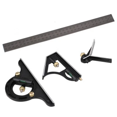 11.8英寸3合1定位器水平尺不锈钢量尺角查找器 — 第 1/4 张图片