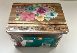 Neu versiegelt Pionierin luftige Blüte Akazienholz Rezept Karten Box - Bild 1 von 3