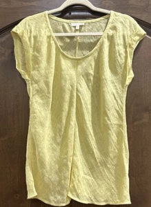 Eileen Fisher Bio Leinen hellgelb halbtransparent Top Pullover Lagenlook. EUC - Bild 1 von 6