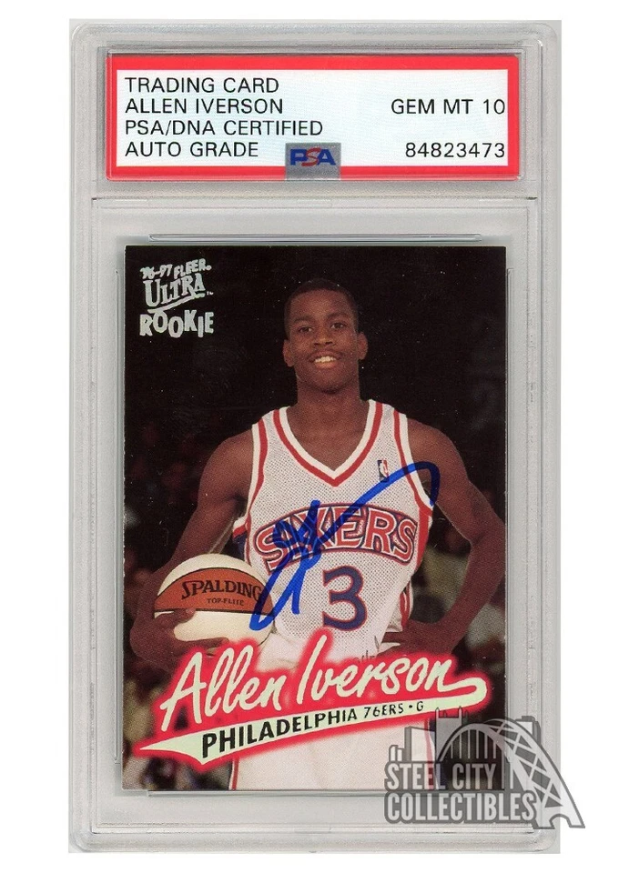 Allen Iverson 1996-97 Fleer Ultra Autograph Rookie Card #82 PSA/DNA 10 - Image 1 of 1
