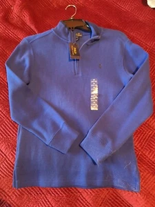 NEW!!! Ralph Lauren Sweater Boys Youth Blue Mock Neck Half-Zip Logo M (10/12) - Picture 1 of 3