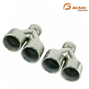 Pair 2.5" ID 3.5'' OD Universal End Pipe Double Wall Exhaust Tips Clamp-on Tip - Picture 1 of 5