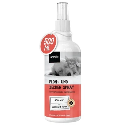 ANIMIGO Floh & Zecken - 500ml Spray - für Hund, Welpen, Katze & Kätzchen - Zitronenöl