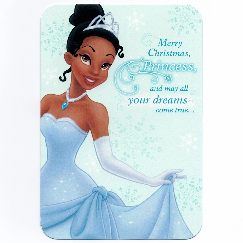Tarjeta de NAVIDAD Disney PARA NIÑA, Princesa Tiana y Rana por Hallmark Caoba +✉ Foto 1 de 4