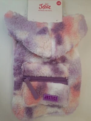 Dog Fleece Jacket Hoodie Size XSmall Pink Purple, Chihuahua, Min Poodle  10.5 In - Image 1 of 4