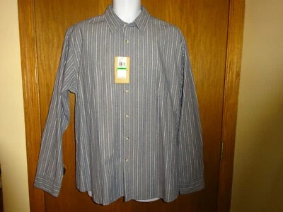 CAMISA DE HOMBRE NUEVA G.H.BASS & CO AZUL A RAYAS CON BOTONES TALLA L MSP $60.00 Foto 1 de 3
