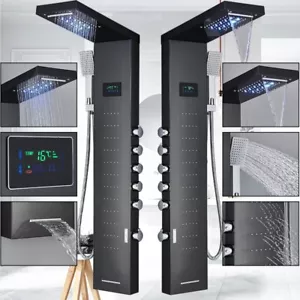 LED Duschpaneel Edelstahl Schwarz Duschset Regendusche Duscharmatur Duschsystem - Bild 1 von 10
