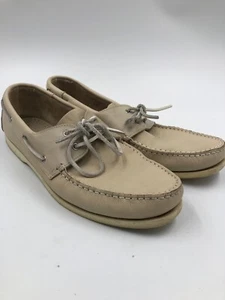 St. John's Bay Tan Men’s Leather Boat Shoes Size 13M - 2 Eye Lace Up - Grandpa - Picture 1 of 6