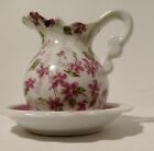 Pichet et bol en porcelaine miniature vintage rare Inarco Chintz fleurs violettes 