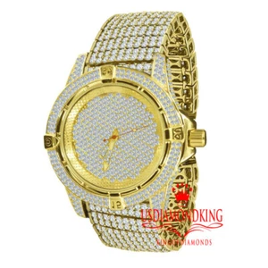 Mens 10 Row Custom Band Icy Dial Simulated Diamond Gold Finish Joe Rodeo Watch - Picture 1 of 4