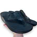 FitFlop Women’s Flora Black Thong Strappy Sandal Size US 8
