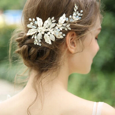 15.5 x 7cm Handmade Flower Wedding Bridal Head Pieces Hair Clip Accessories - Image 1 of 4