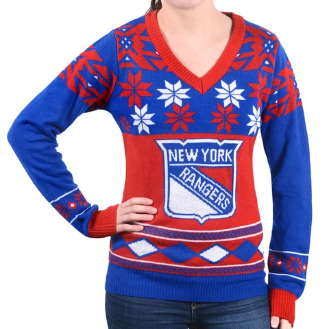 New York Rangers Big Logo (Women's V-Neck) NHL Ugly Sweater Cover
