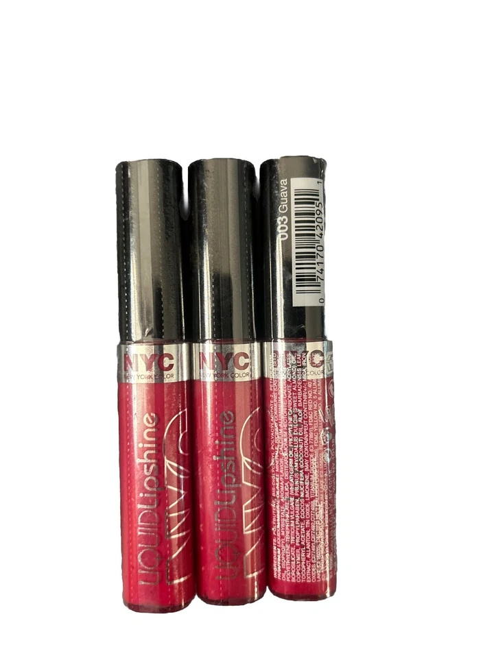 N.Y.C. / NYC Liquid Lipshine #003 Guayaba - ¡Paquete de 3 paquetes! Nuevo y precintado Foto 1 de 1