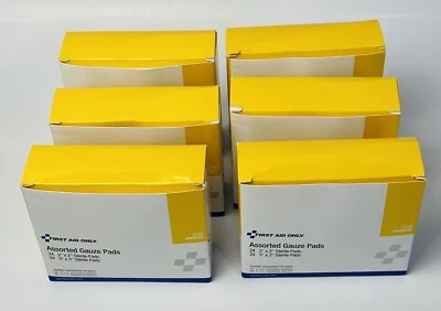 6 Boxes First Aid Only I228 Gauze Pads (24) 2”x2” & (24)  3”x3” Sterile Pad Each - Image 1 of 2