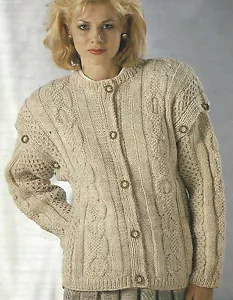 Ladies Knitting Pattern Aran Cardigan with dropped sleeves 32-38"  548 - Picture 1 of 1