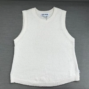 DKNY Women's 100% Cotton Bouclé Sleeveless Sweater Vest Top NWT Size M - Picture 1 of 7
