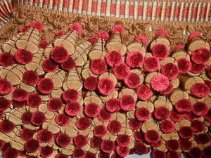 Designer Tassel Fringe Accent Trim Red Gold for Sewing Crafts BTY - Picture 1 of 9