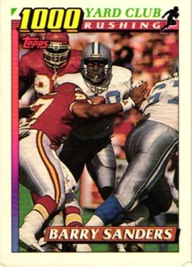 Tarjeta de fútbol americano 1991 Topps 1000 Yard Club Rushing #2 Barry Sanders - Imagen 1 de 2