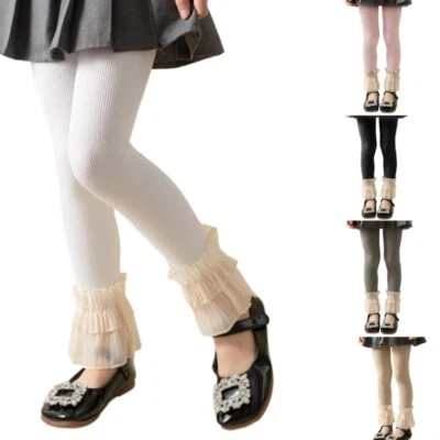 Fashionable Cotton Tights with Lace Accents 1-8Y Children s Legwear for Girls - Image 1 of 4