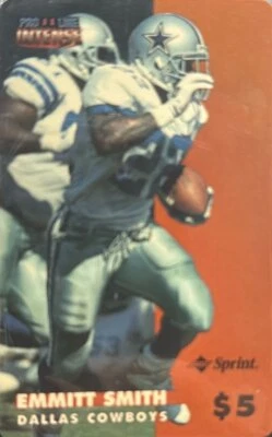 🔥🏈1996 Pro Line II Intense Phone Cards $5#10 Emmitt Smith #D Never Used - Image 1 of 4